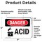 Signmission Acid Danger Sign, Vinyl Decal, 7in W x 5in L, 2PK OS-2PACK-DS-D-57-L-1017 - alternate 6